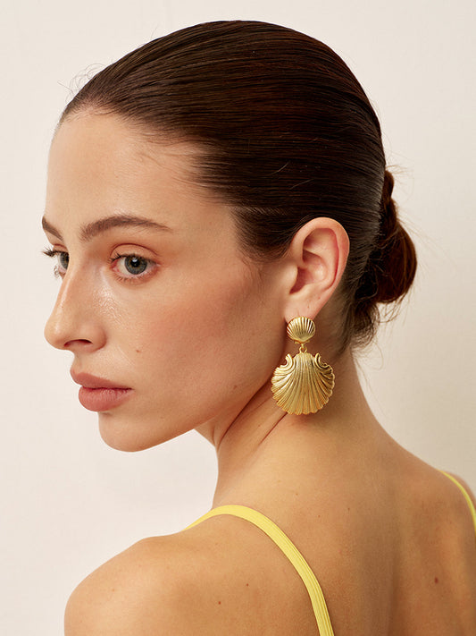 Gold Shell Drop Earrings