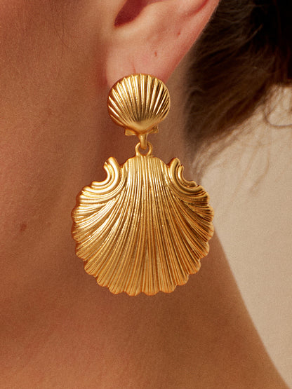 Gold Shell Drop Earrings