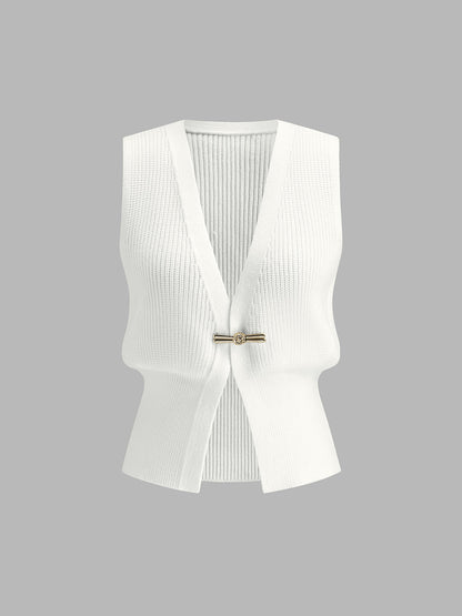 Metal Buckle Waisted Sweater Vest