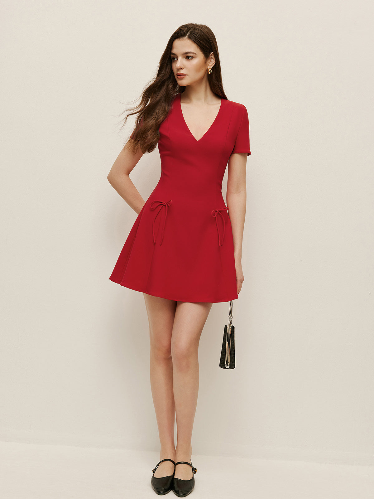 Bow Detail V-Neck Dress