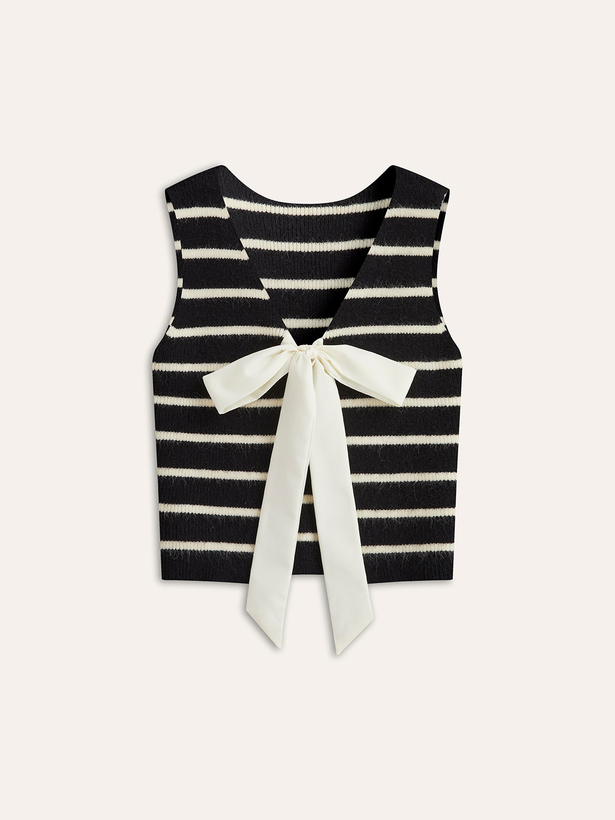 Bow Back Detail Striped Sweater Vest
