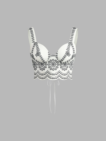 Printed Sleeveless Tie Back Skirt Set