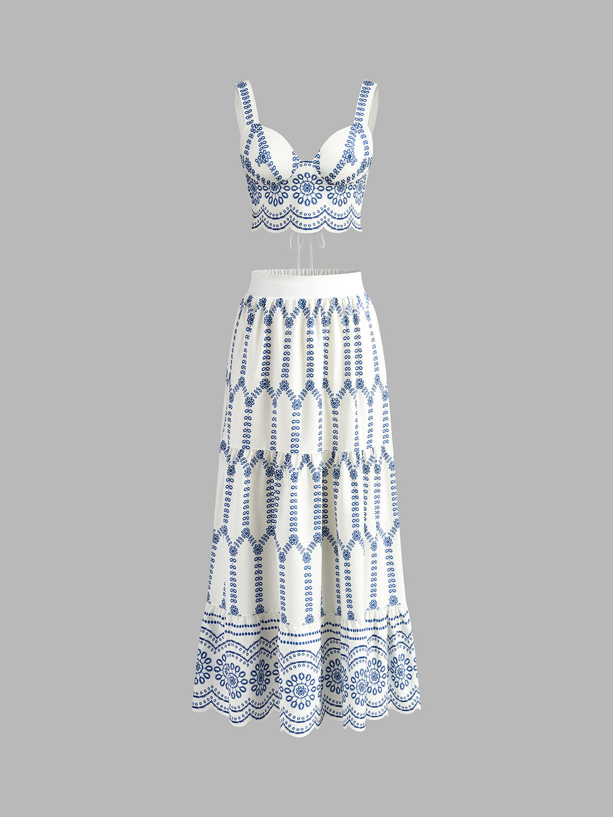 Printed Sleeveless Tie Back Skirt Set