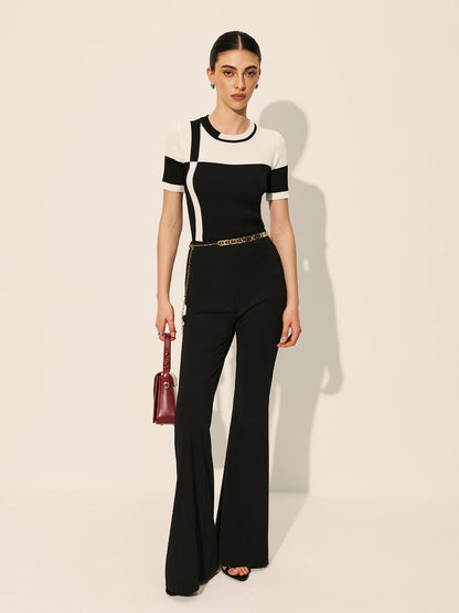 Color Block Ribbed Knit Top