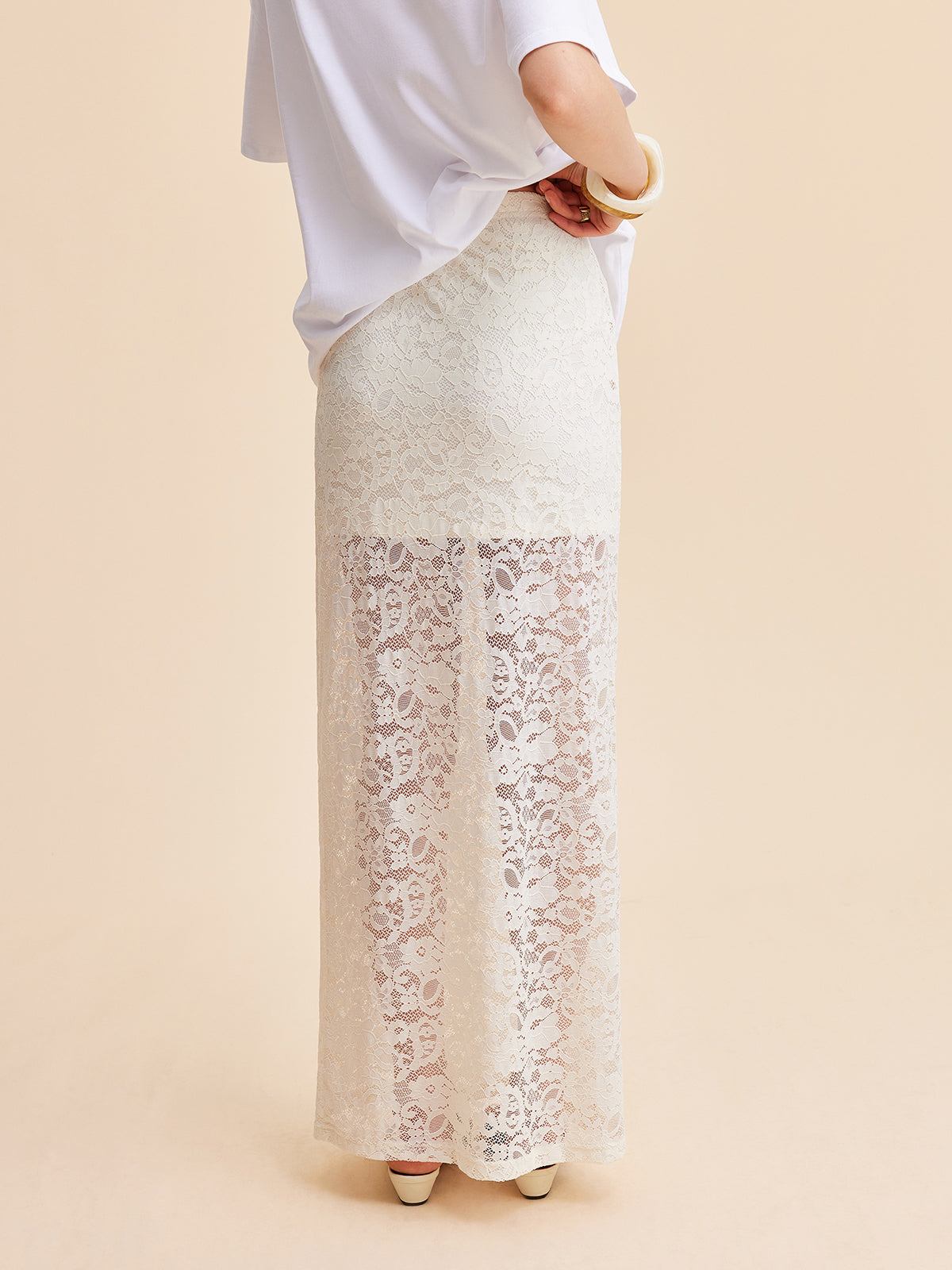 Semi-Sheer Lace Skirt