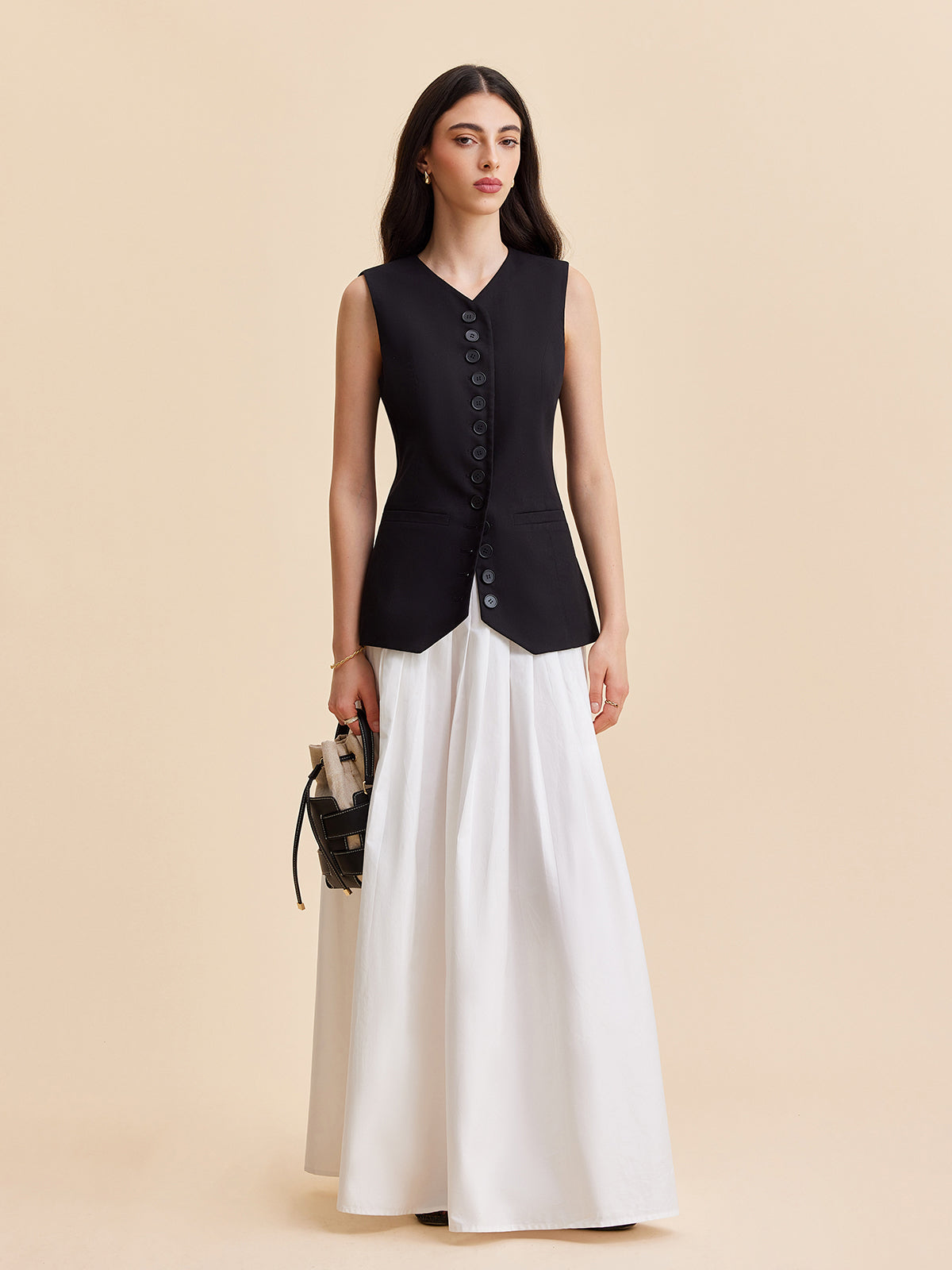 Linen & Cotton Buttoned Vest