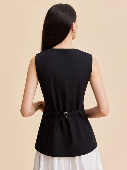 Linen & Cotton Buttoned Vest