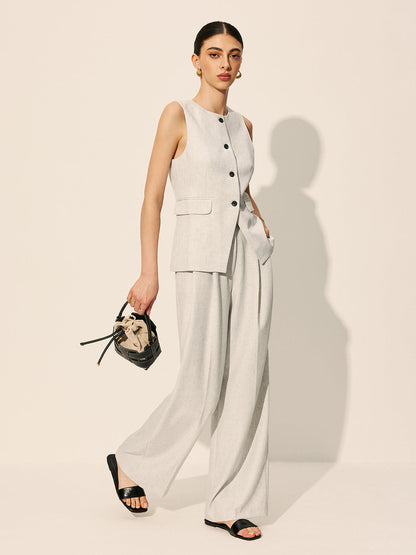 Pockets Sleeveless Tailored Vest