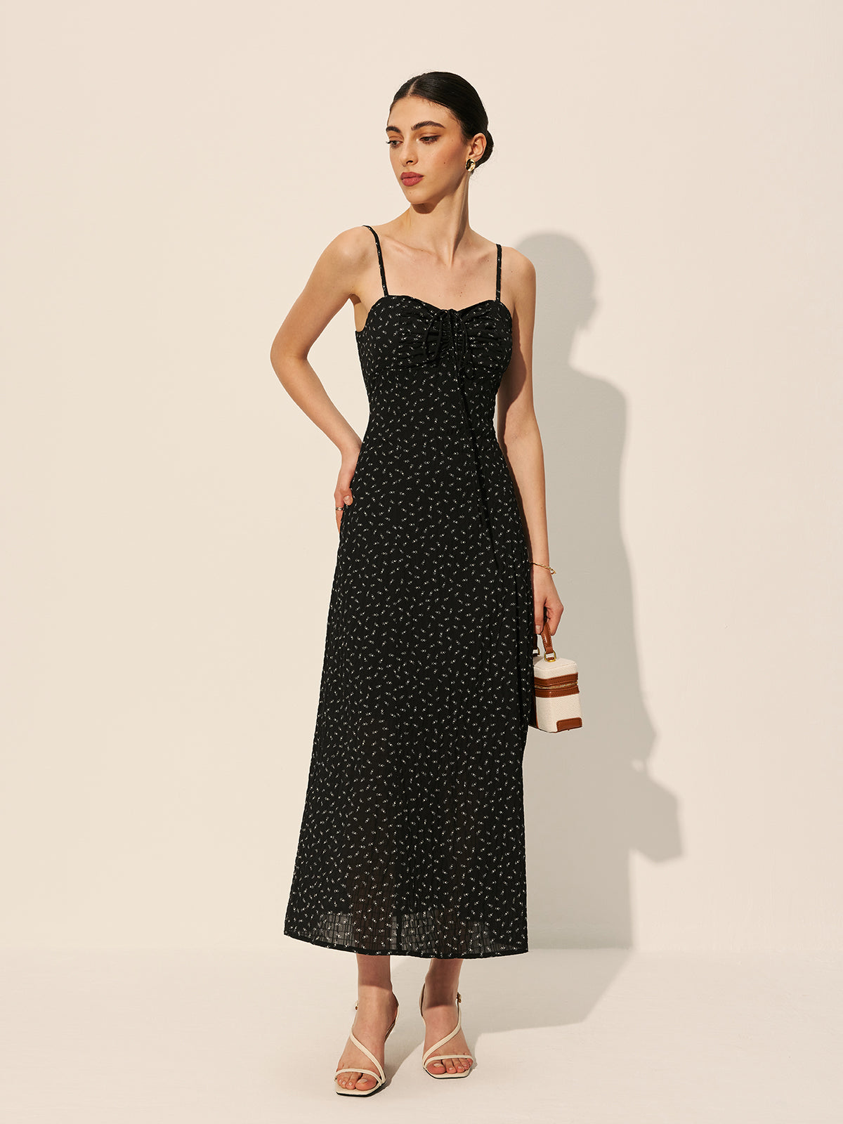 Polka Dot Zipper Drawstring Dress