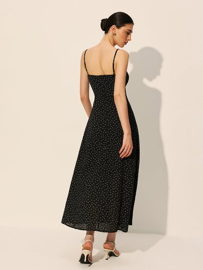 Polka Dot Zipper Drawstring Dress