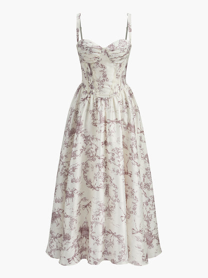Toile Print Corset Dress