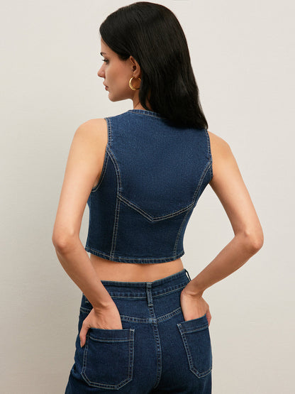 Classic Denim Button-Up Vest
