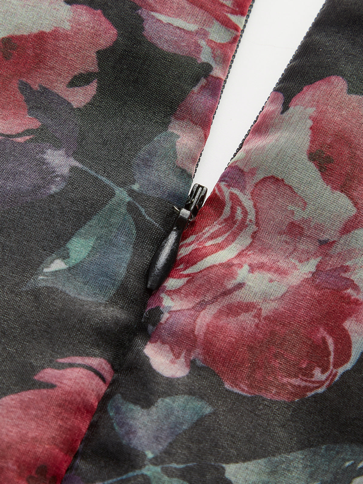 Semi-Sheer Puff Sleeve Floral Dress