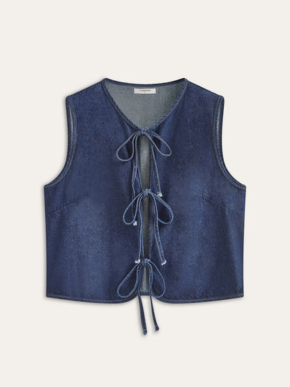 Vintage Denim Tie Vest