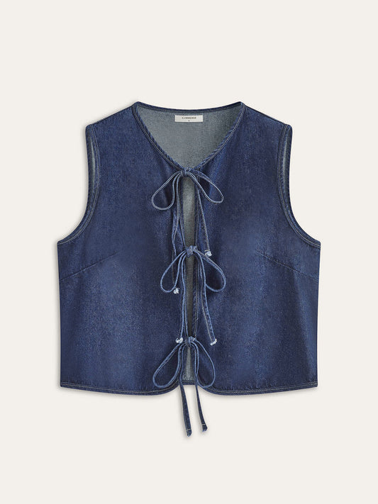 Vintage Denim Tie Vest
