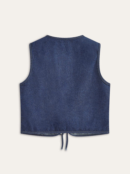 Vintage Denim Tie Vest