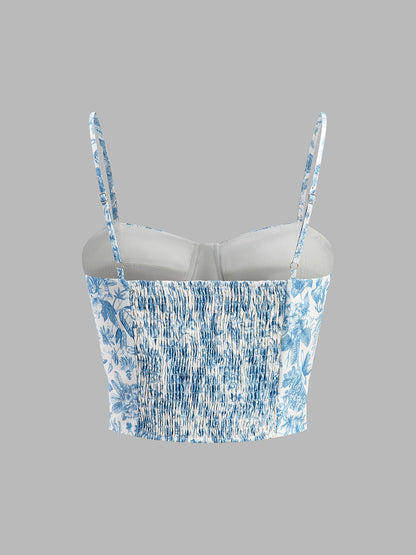 Floral Print Corset Crop Top