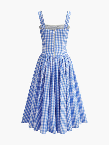 Lace-Up Checkerboard Corset Dress