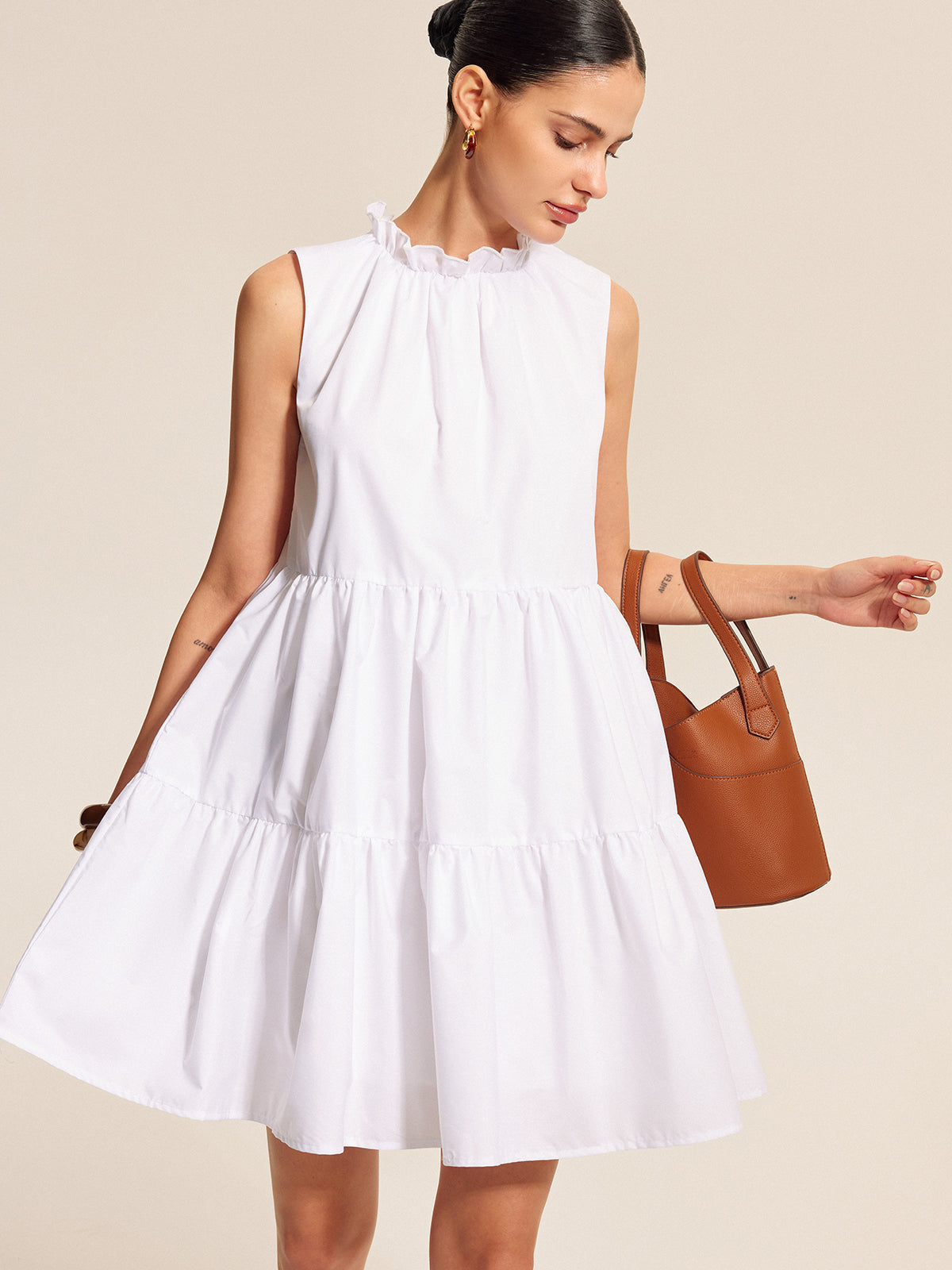 Ruffled Tie Back Tiered Dress