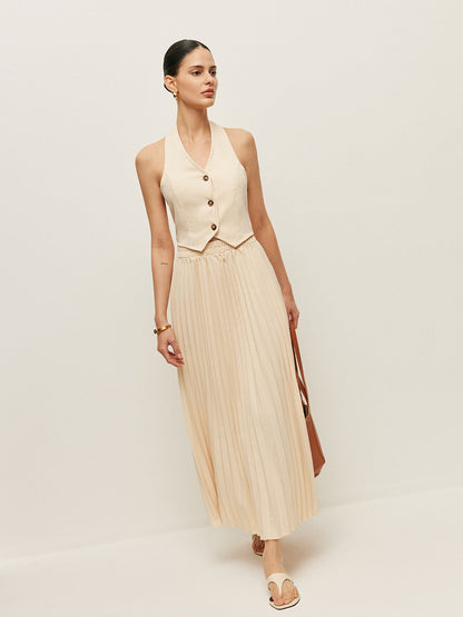 Vest With Pleated Skirt Set