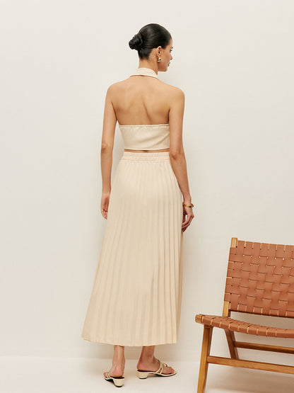 Vest With Pleated Skirt Set