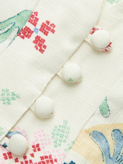 Floral Embroidered Button Detail Vest