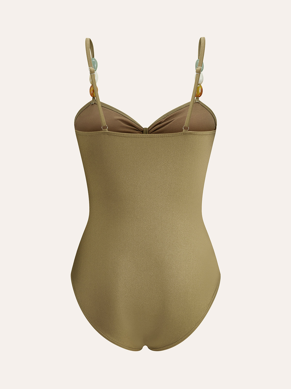 Beaded Strap Cut-out One-Piece Swimsuit