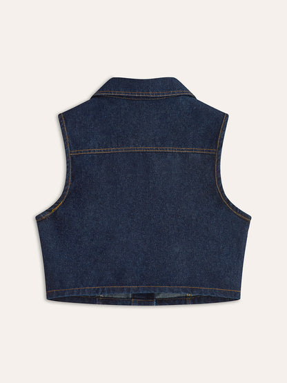 Denim Button-Up Sleeveless Vest