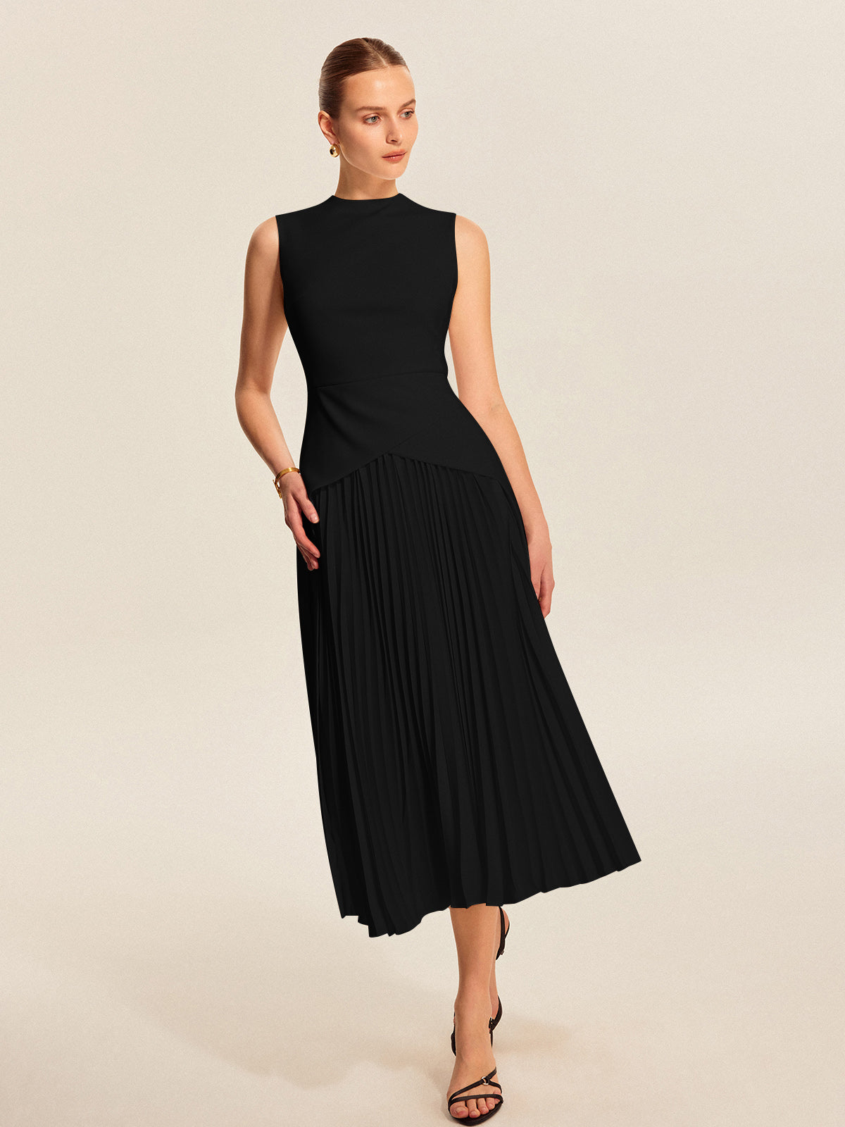 Sleeveless Pleated Dress