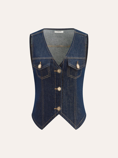 Metal Detail Denim Vest