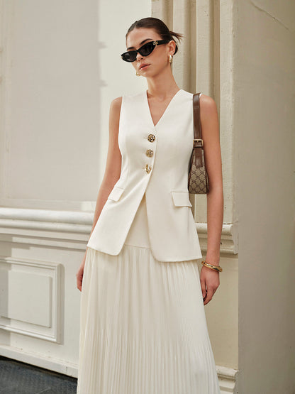 Mid-Waist Pleated Skirt