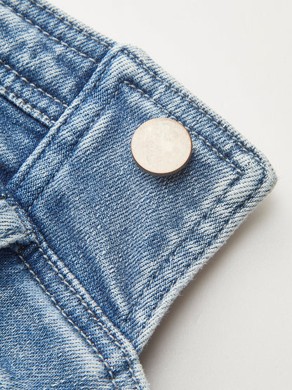 Asymmetrical Pleated Denim Strapless Top