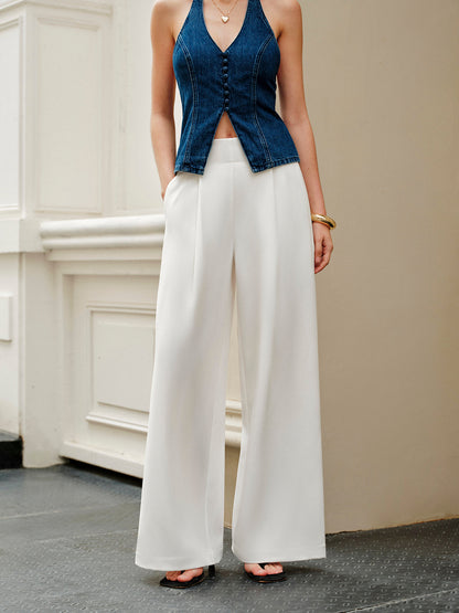 Mid-Waist Wide-Leg Pants