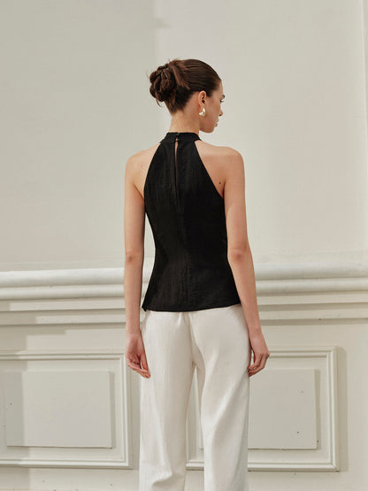 Halter Asymmetrical-Neck Split Top