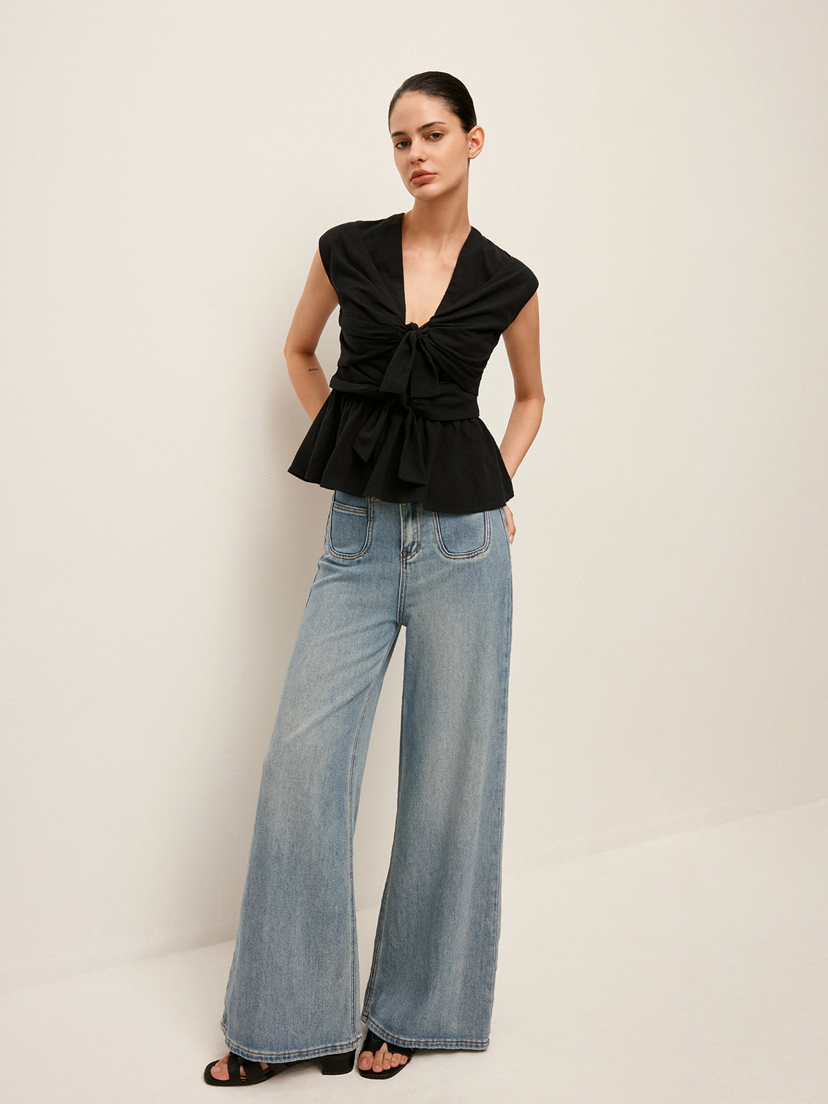 Tie-Front Peplum Top