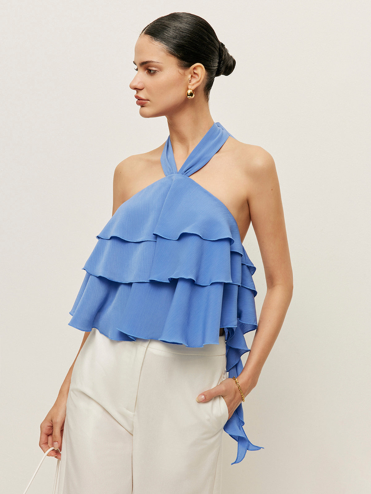 Halter Neck Ruffled Top