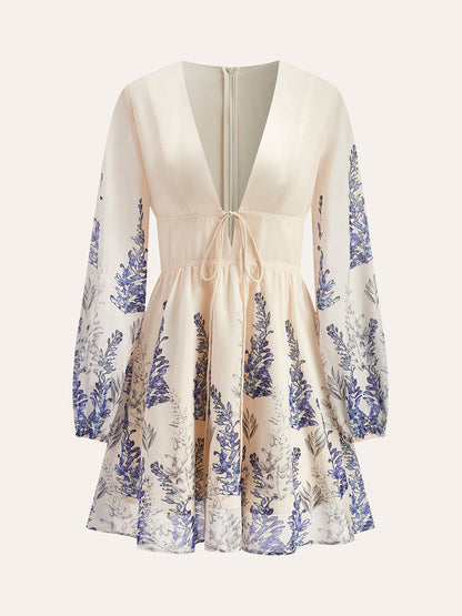 Floral Print Tie-Front Dress