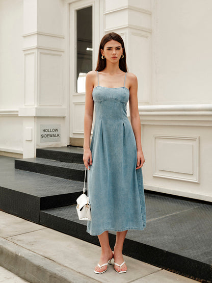 Minimalist Zipper Denim Dress