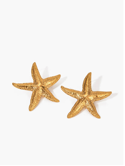 Gold Starfish Stud Earrings