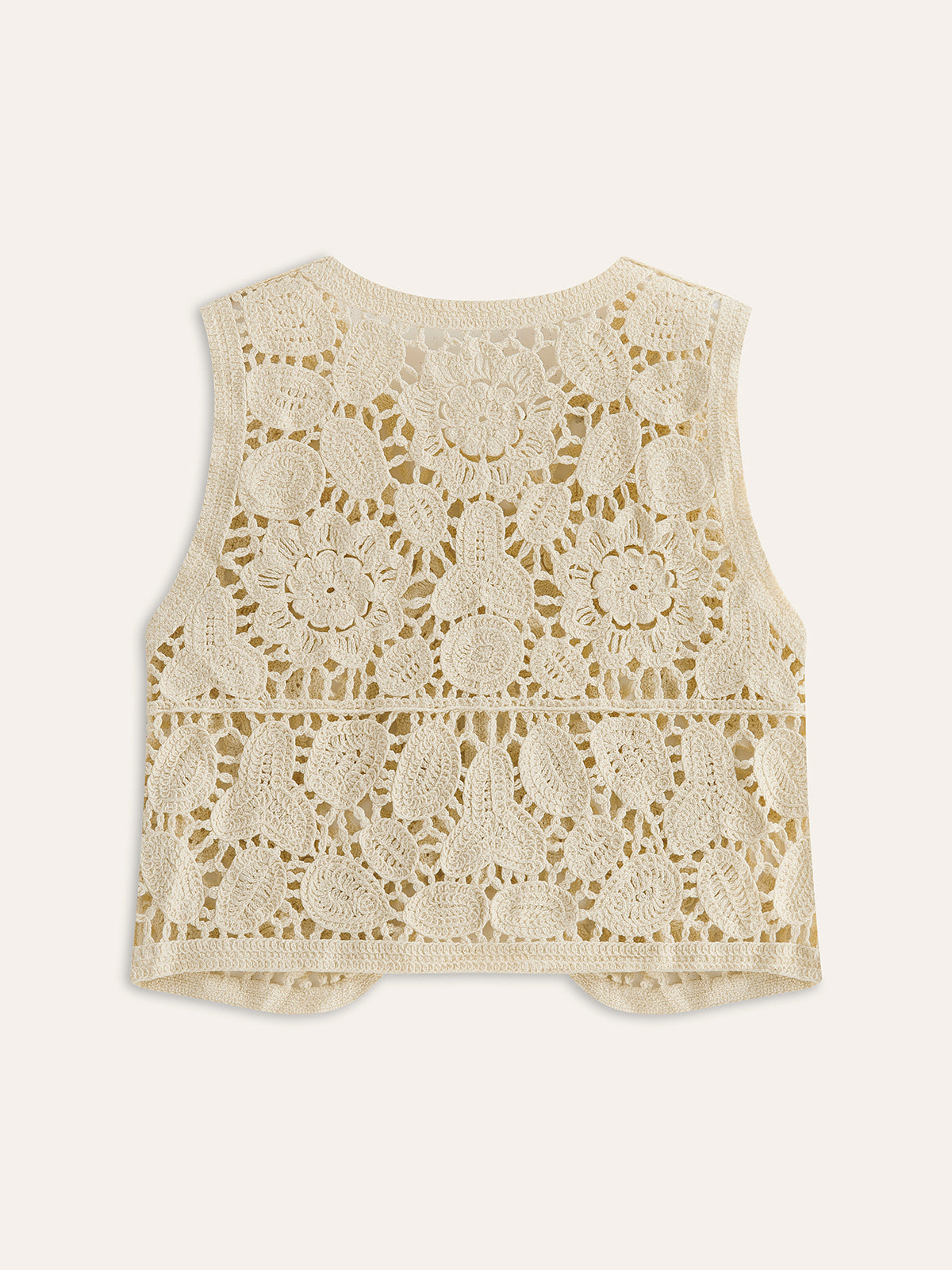 Floral Crochet Button Detail Vest