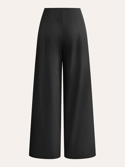 Embroidered High-Waist Wide-Leg Pants