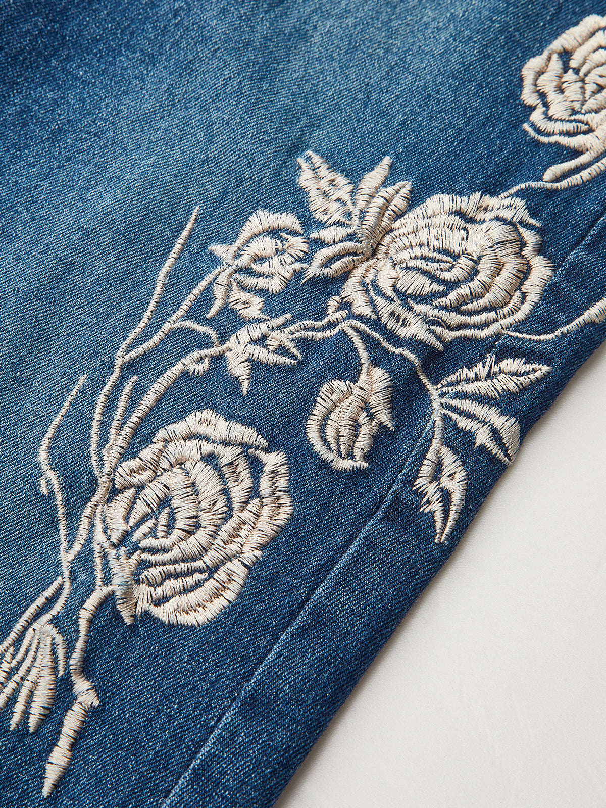 Mid-Waist Embroidered Flared Jeans