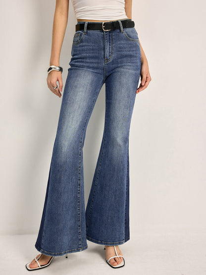 Color Block Mid-Waist Bell Jeans