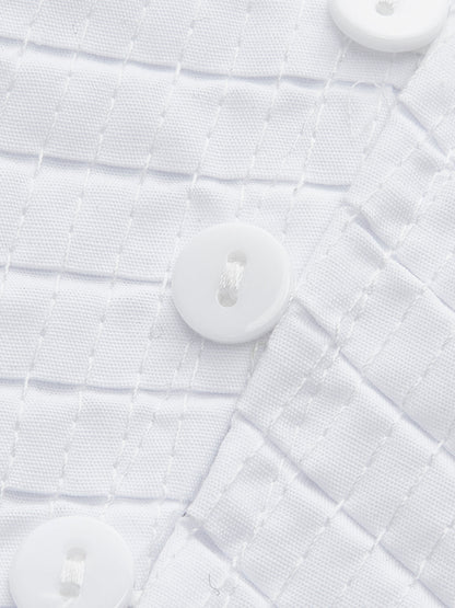 Pleated V-Neck Button-Detail Top