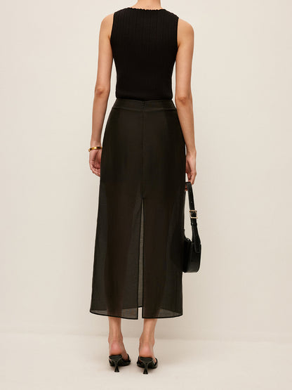 Semi-Sheer Slit-Back Skirt