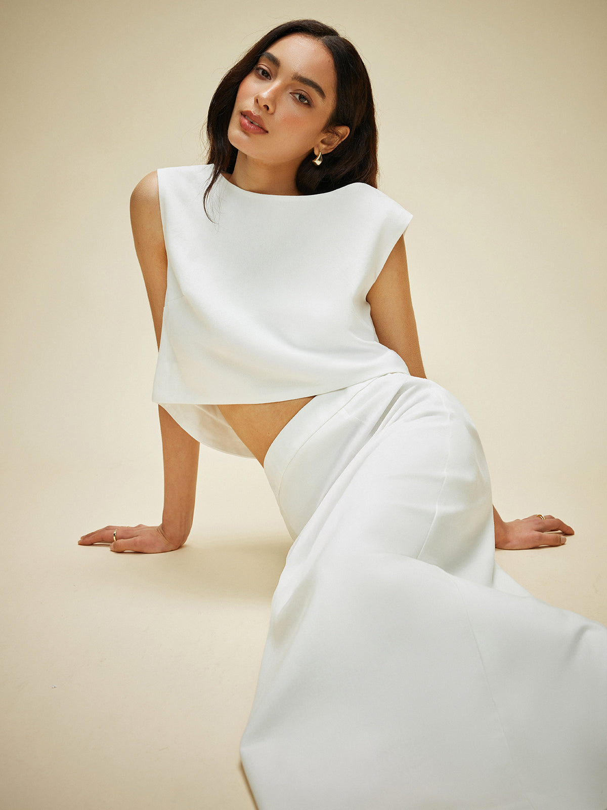 Cotton & Linen Split-Back Skirt Set