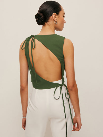 Asymmetrical Open-Back Tie Top