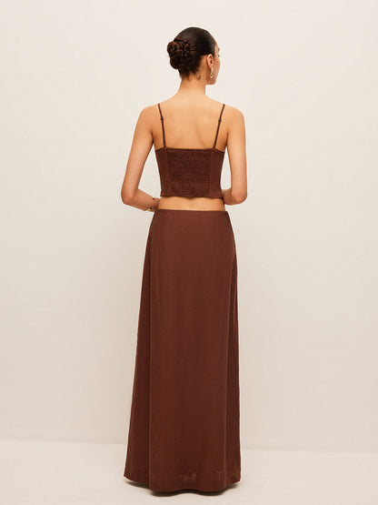 Cotton & Linen Button-Front Skirt Set