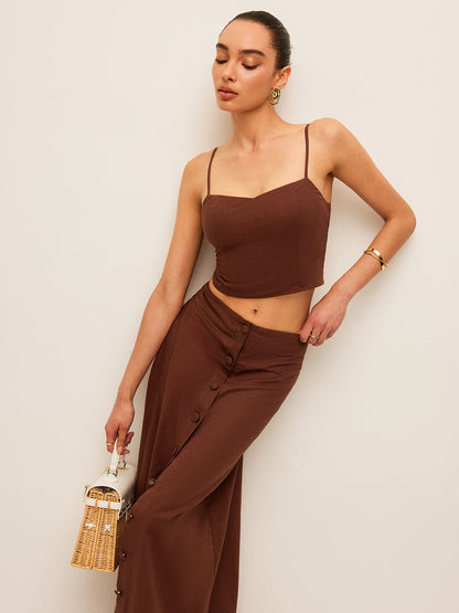 Cotton & Linen Button-Front Skirt Set