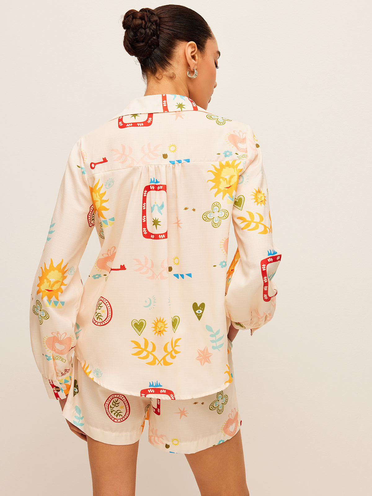 Pleated Pattern-Print Shorts Set